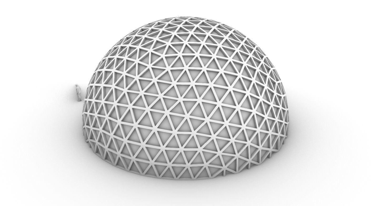 Geodesic Dome V3 Large with Frame and Panels and Entryway 3D model_18
