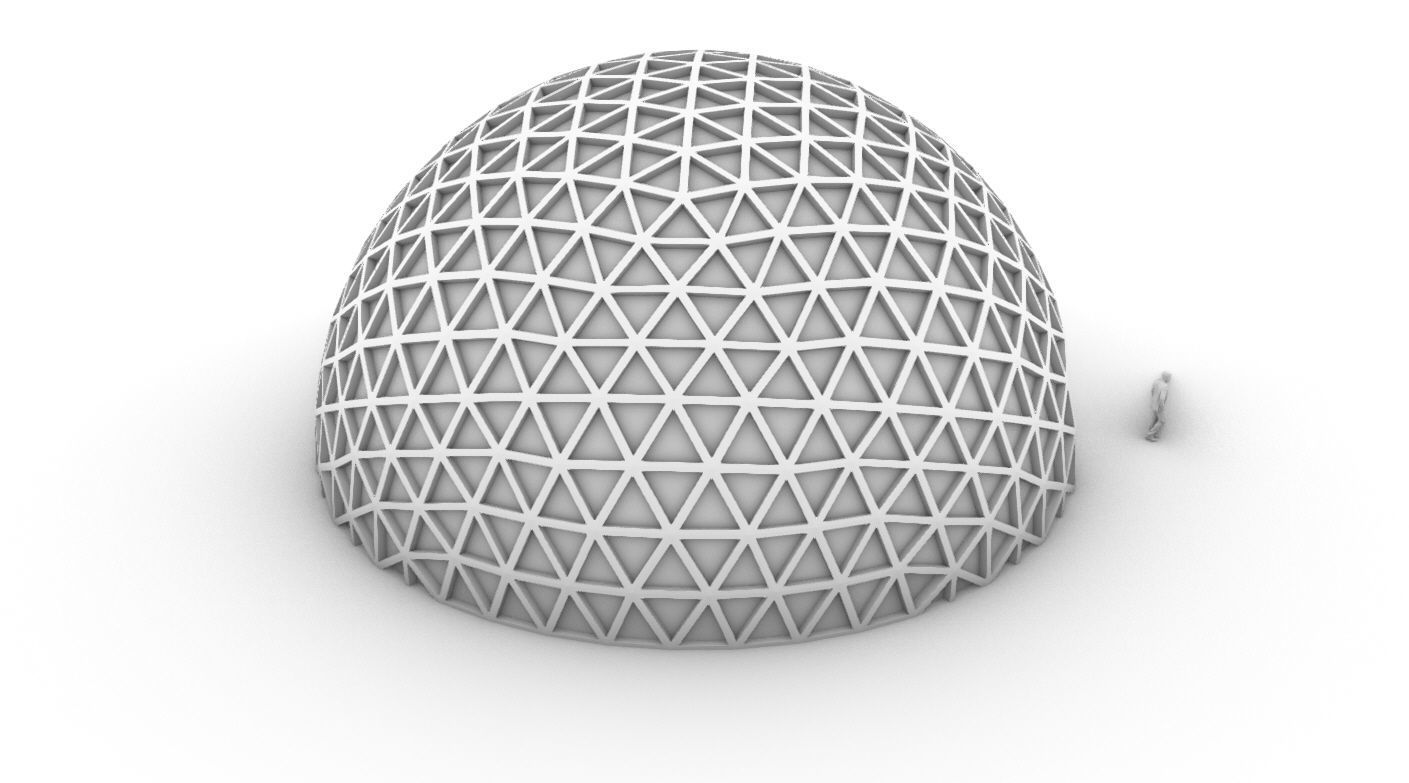 Geodesic Dome V3 Large with Frame and Panels and Entryway 3D model_54