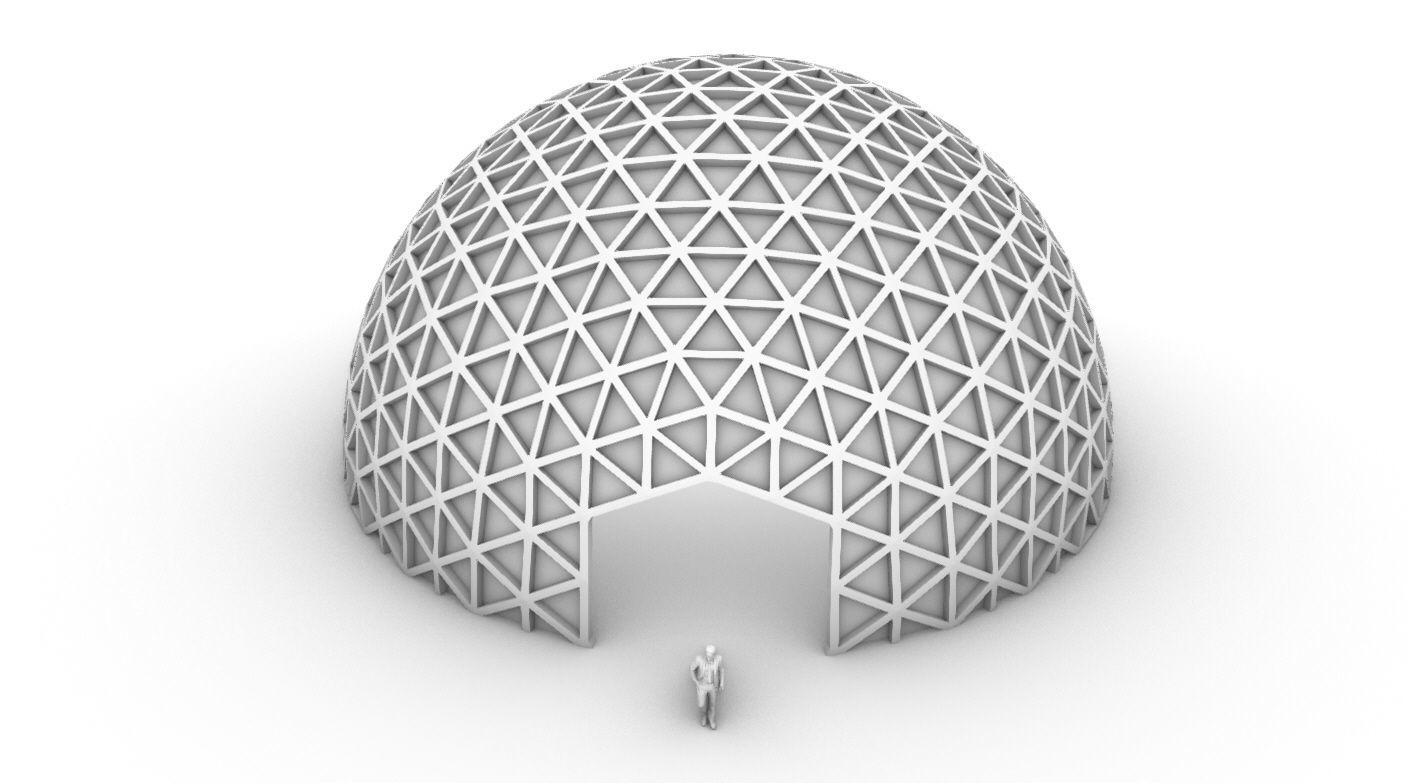 Geodesic Dome V3 Large with Frame and Panels and Entryway 3D model_74