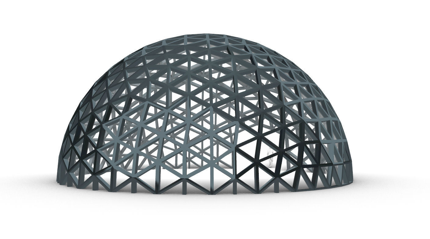 Geodesic Dome V3 Large with Frame and Panels and Entryway 3D model_40