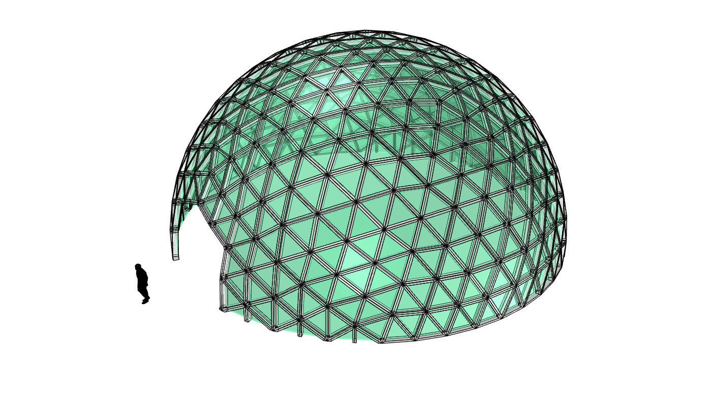 Geodesic Dome V3 Large with Frame and Panels and Entryway 3D model_7