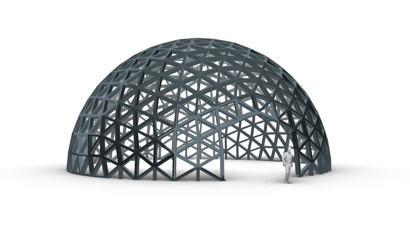 Geodesic Dome V3 Large with Frame and Panels and Entryway 3D model_68