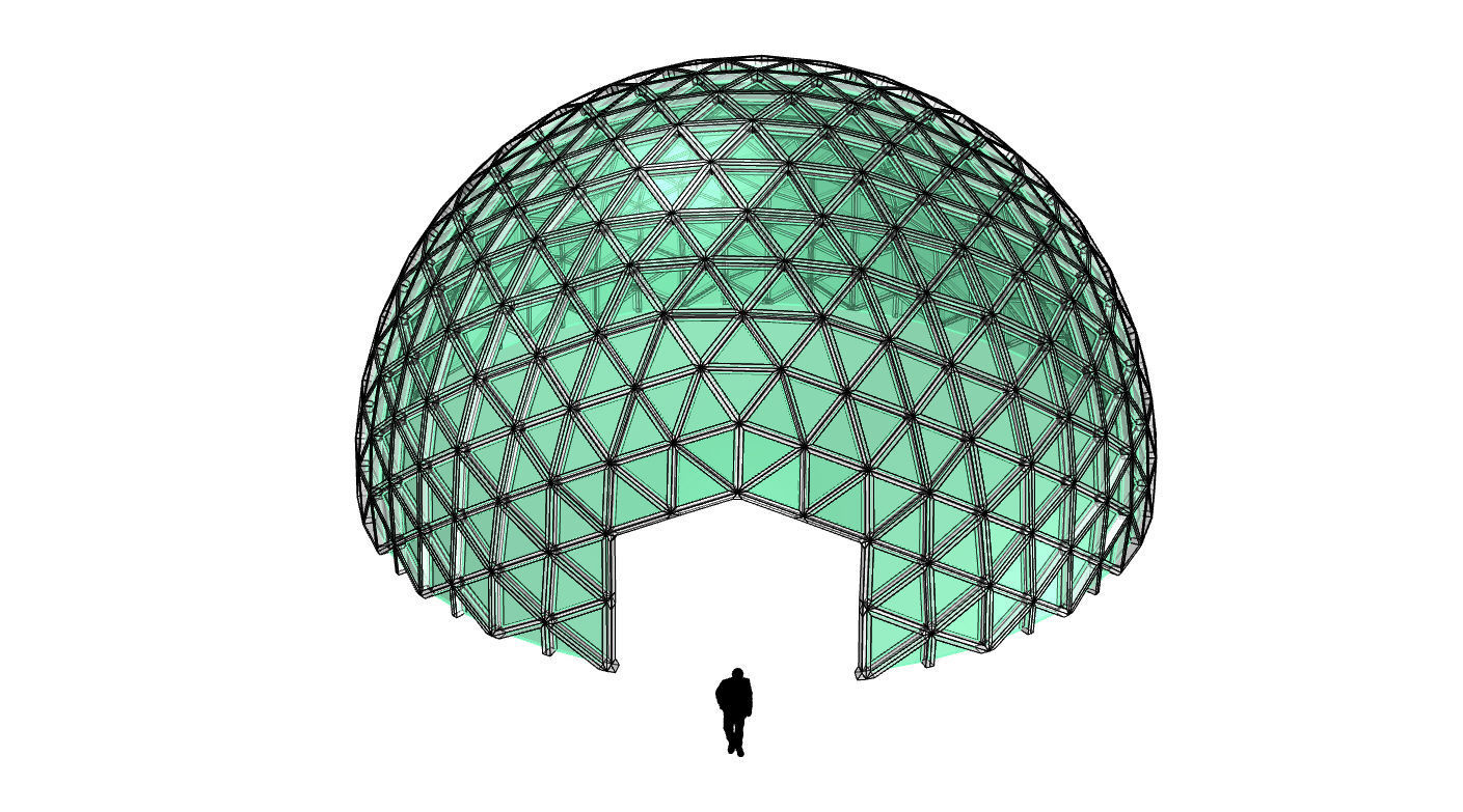 Geodesic Dome V3 Large with Frame and Panels and Entryway 3D model_75