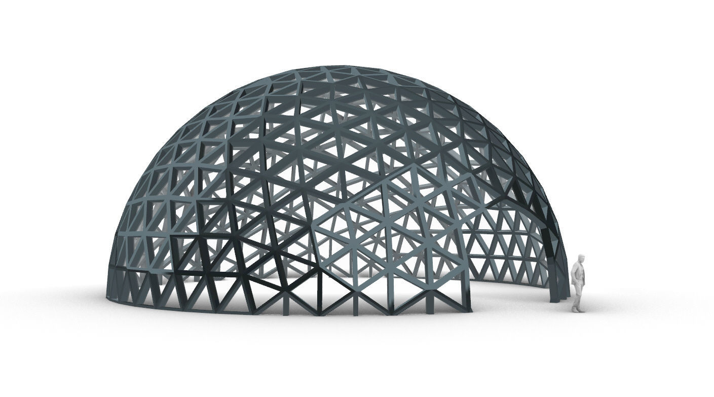 Geodesic Dome V3 Large with Frame and Panels and Entryway 3D model_64
