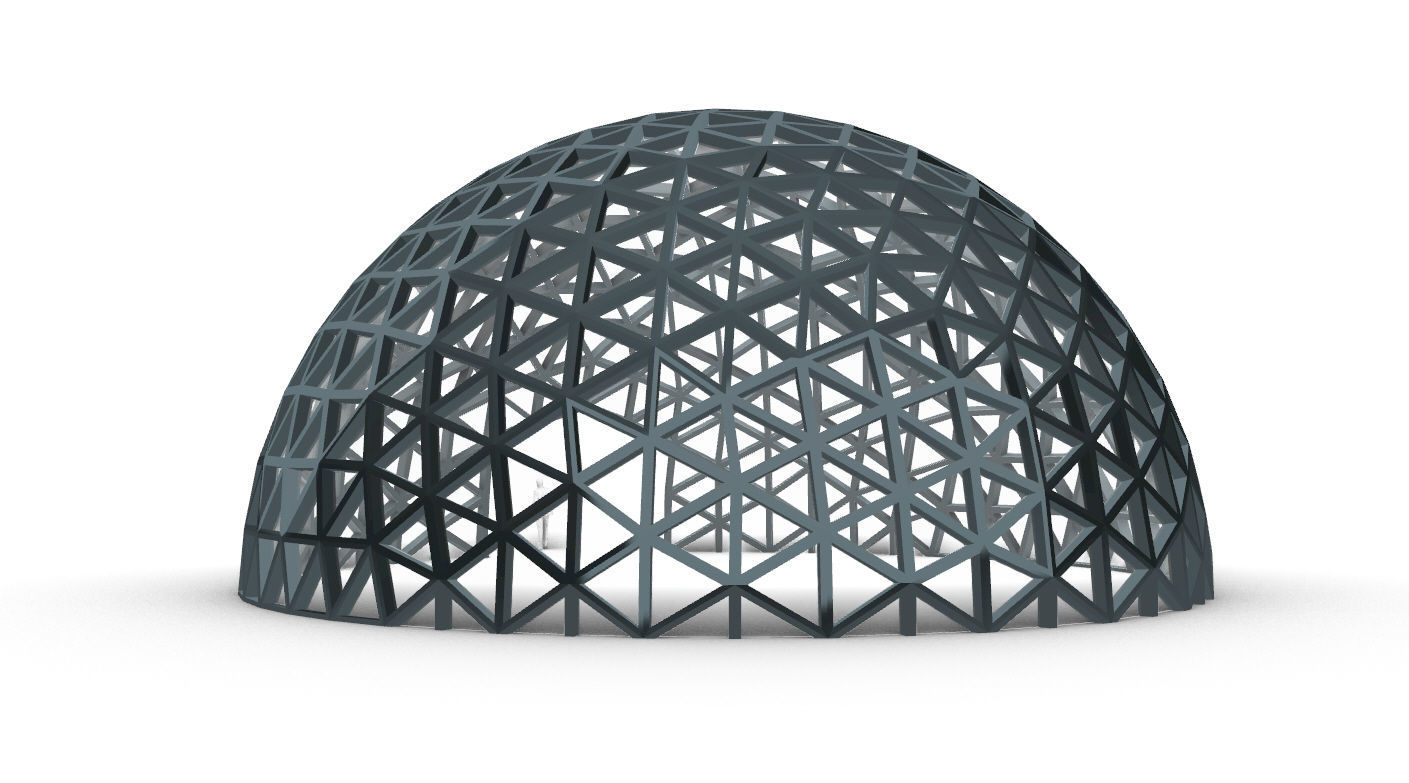 Geodesic Dome V3 Large with Frame and Panels and Entryway 3D model_28