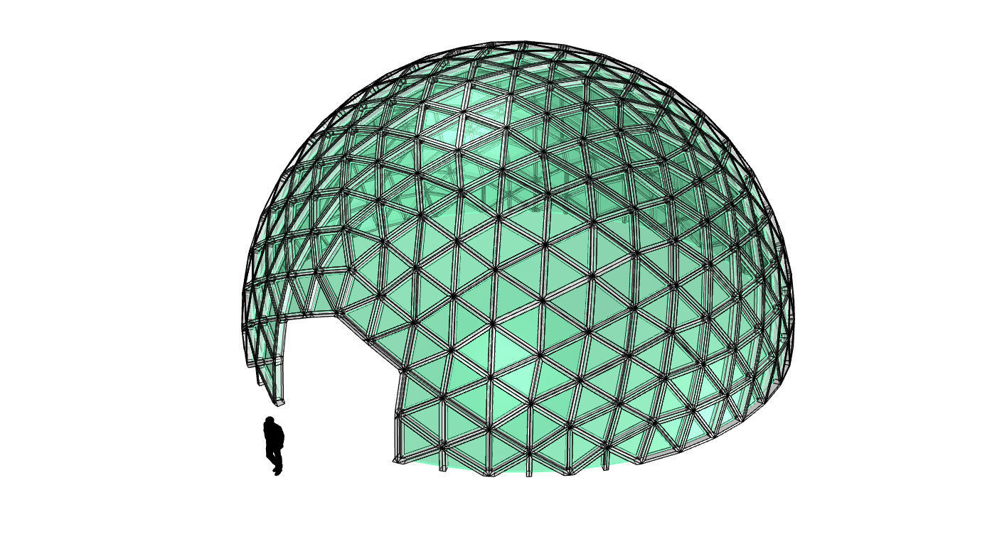 Geodesic Dome V3 Large with Frame and Panels and Entryway 3D model_3