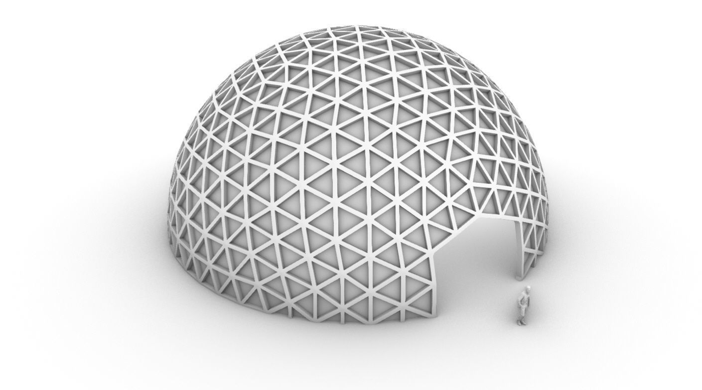 Geodesic Dome V3 Large with Frame and Panels and Entryway 3D model_66