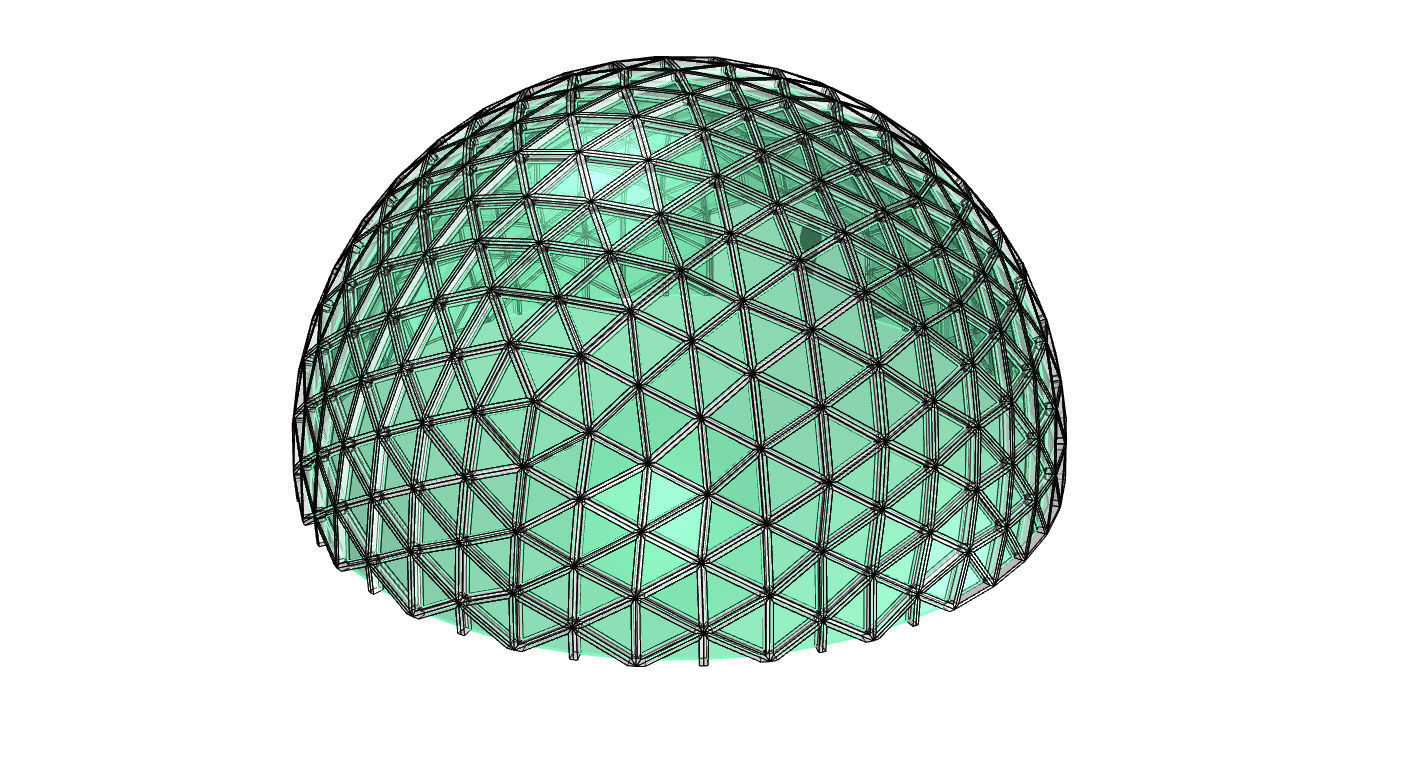 Geodesic Dome V3 Large with Frame and Panels and Entryway 3D model_39