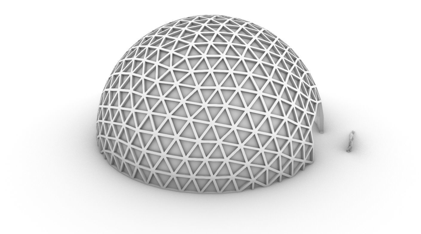 Geodesic Dome V3 Large with Frame and Panels and Entryway 3D model_58