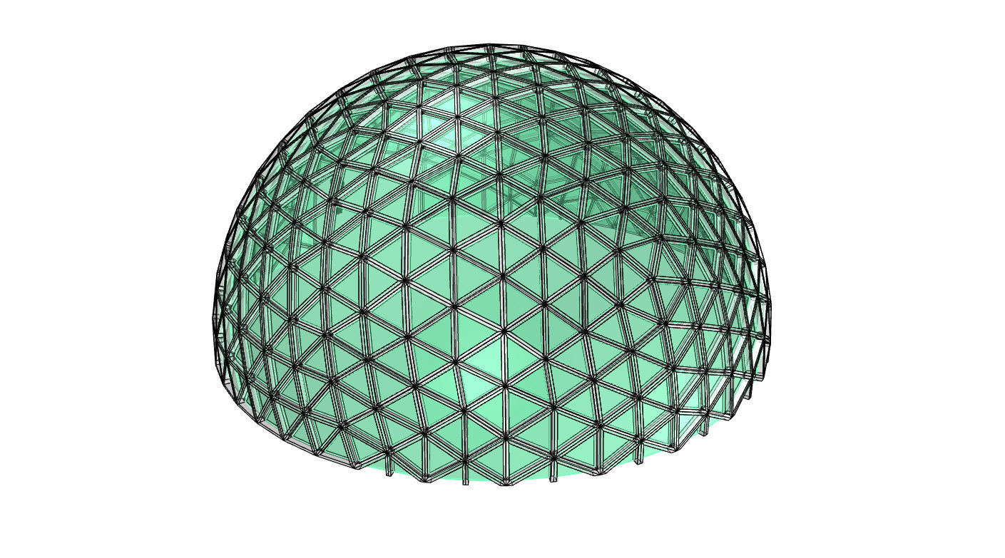 Geodesic Dome V3 Large with Frame and Panels and Entryway 3D model_27