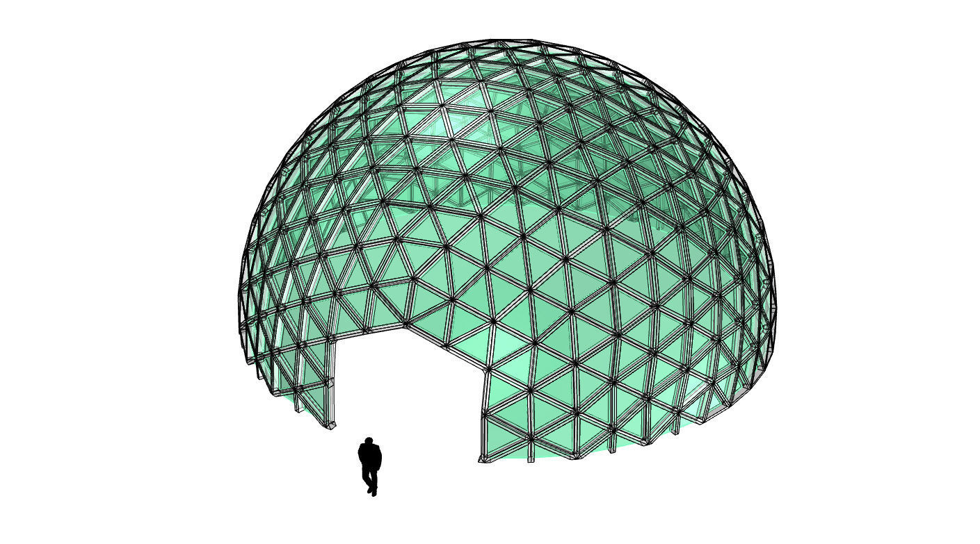 Geodesic Dome V3 Large with Frame and Panels and Entryway 3D model_79