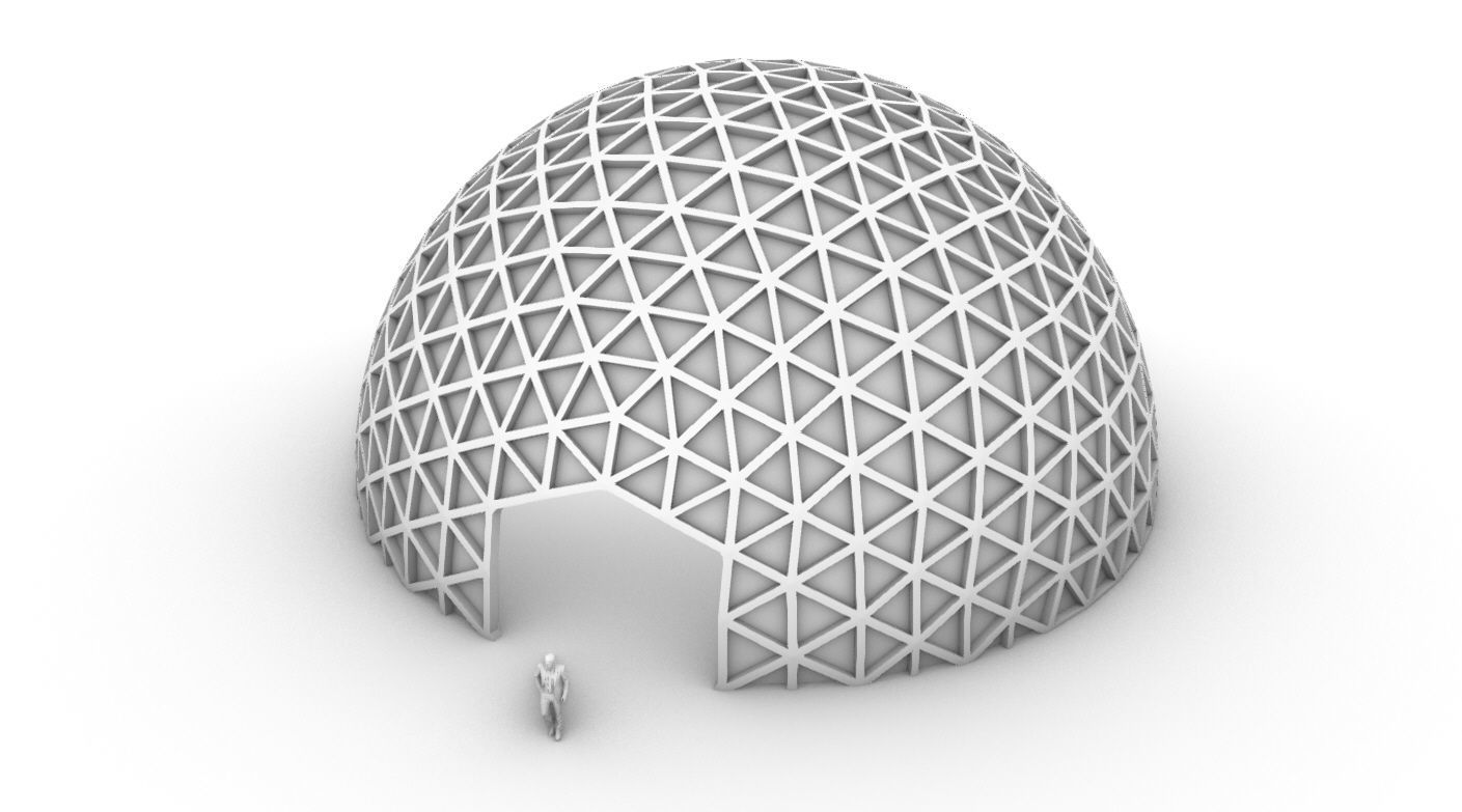 Geodesic Dome V3 Large with Frame and Panels and Entryway 3D model_78