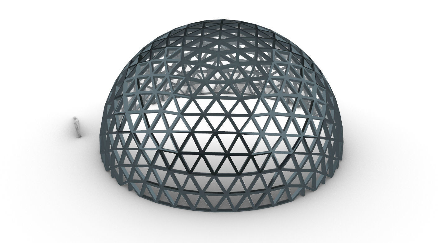 Geodesic Dome V3 Large with Frame and Panels and Entryway 3D model_13