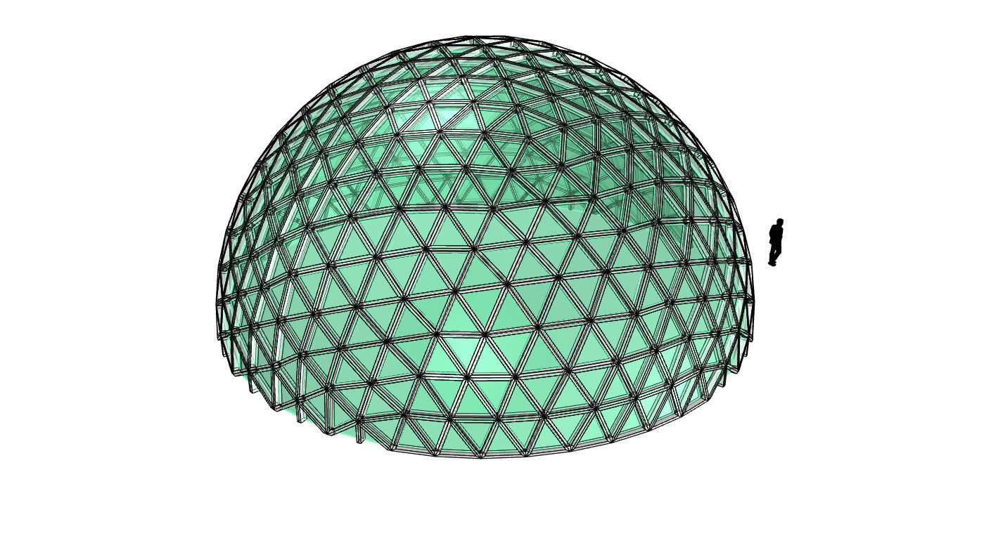 Geodesic Dome V3 Large with Frame and Panels and Entryway 3D model_51