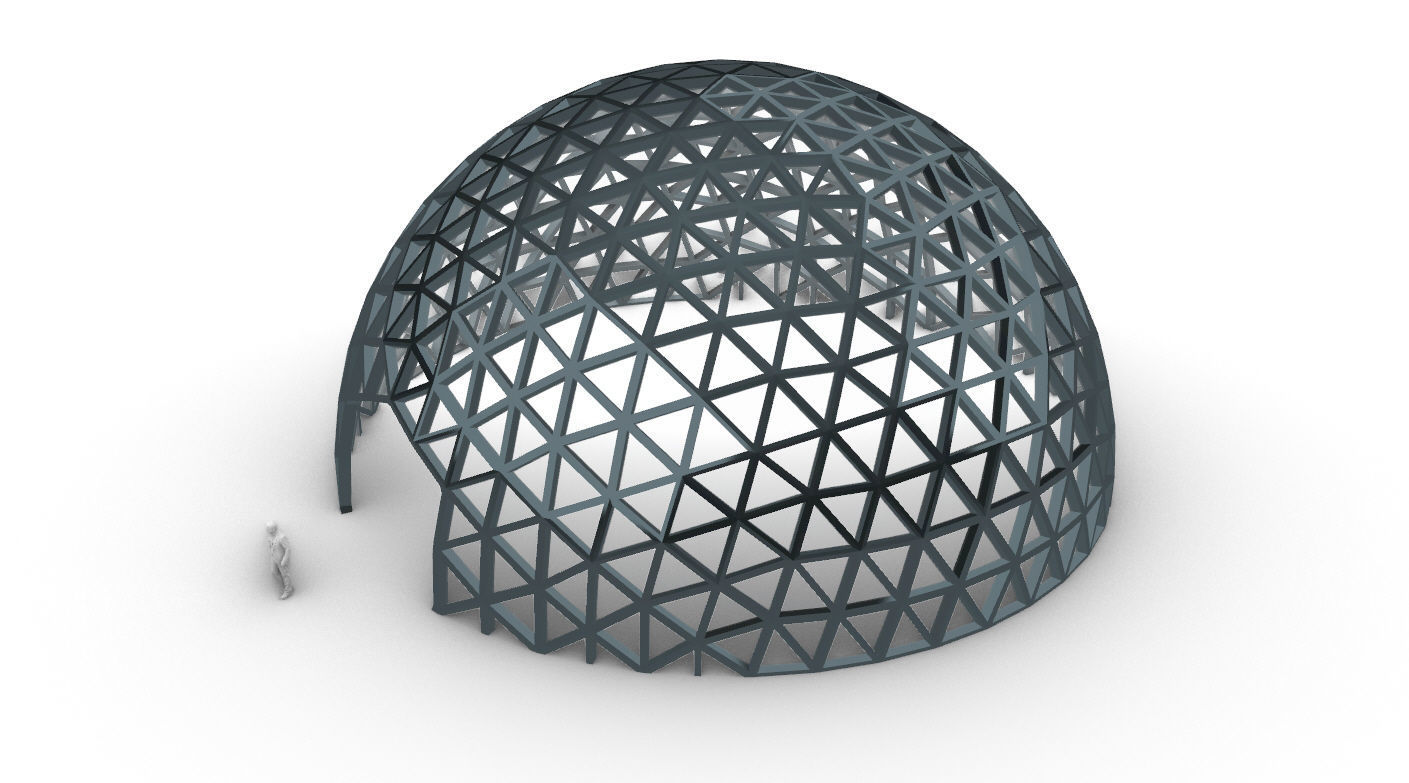 Geodesic Dome V3 Large with Frame and Panels and Entryway 3D model_5