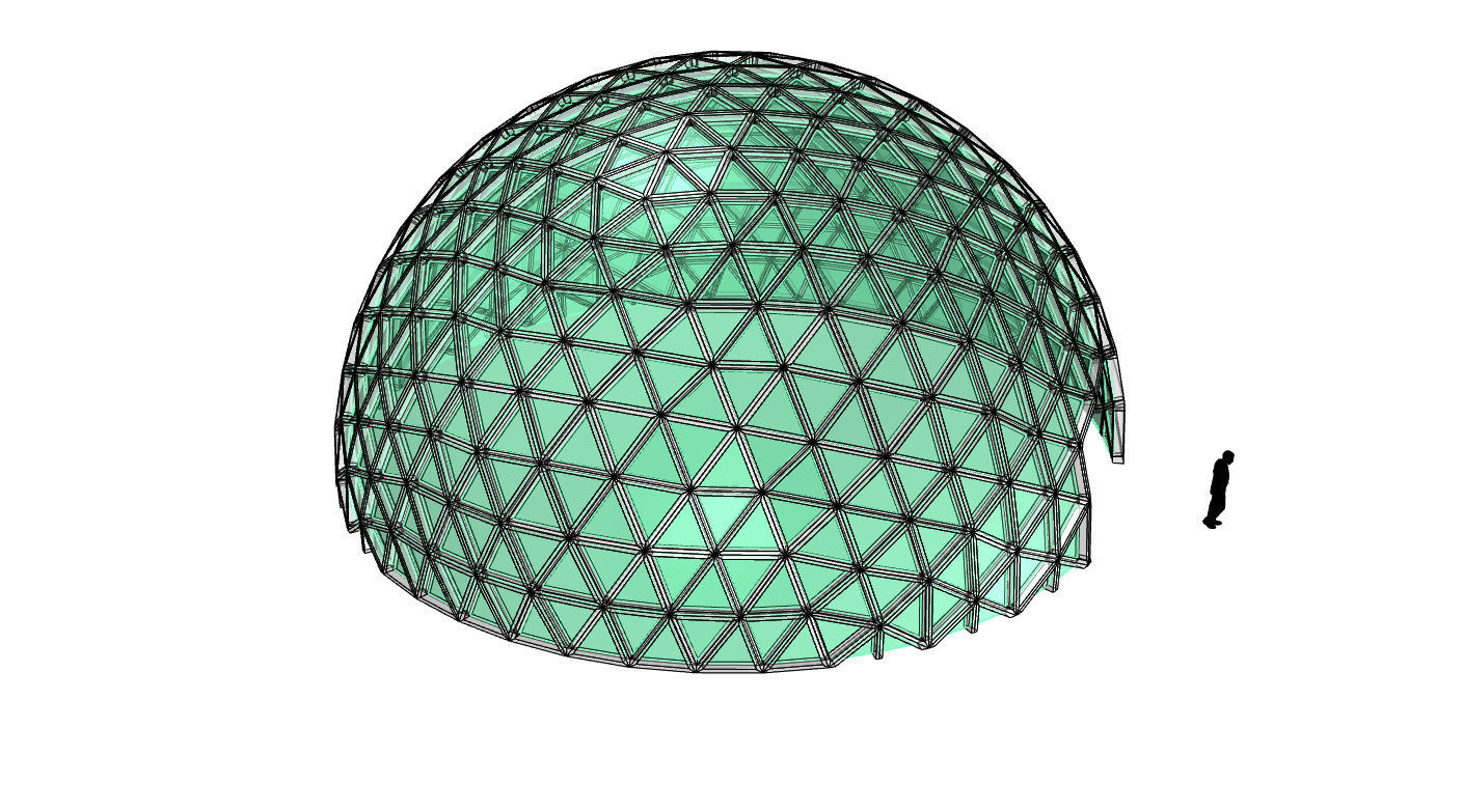 Geodesic Dome V3 Large with Frame and Panels and Entryway 3D model_59