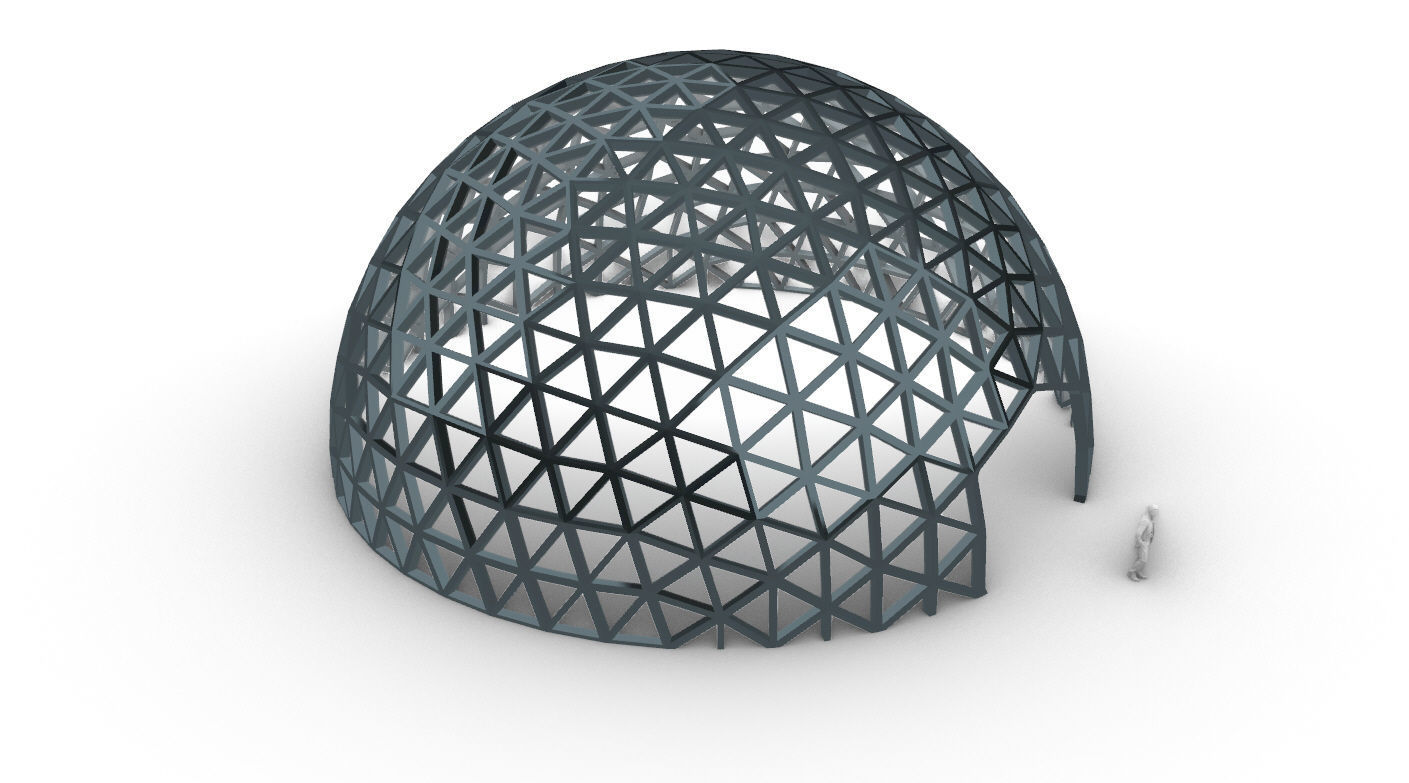Geodesic Dome V3 Large with Frame and Panels and Entryway 3D model_61