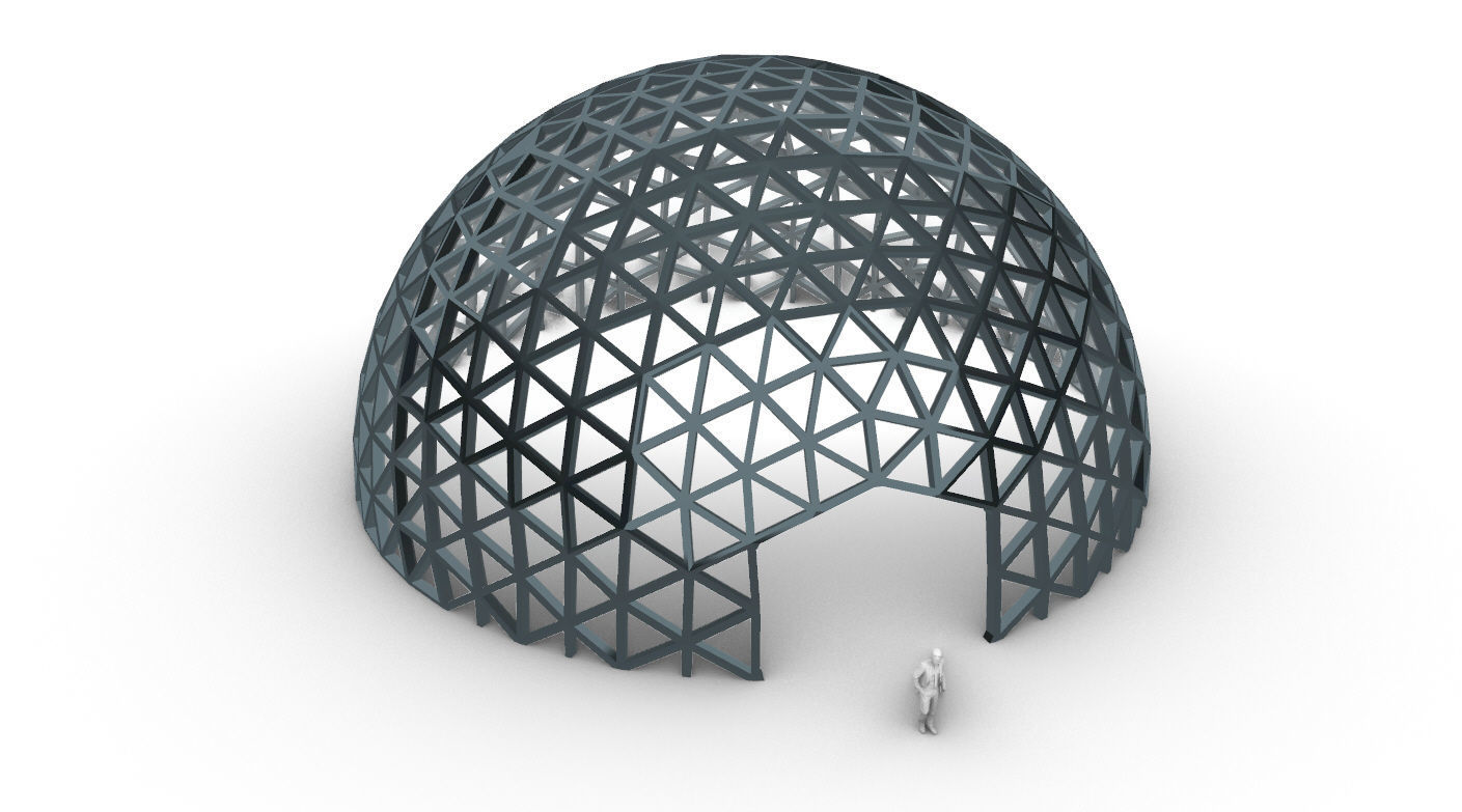 Geodesic Dome V3 Large with Frame and Panels and Entryway 3D model_69