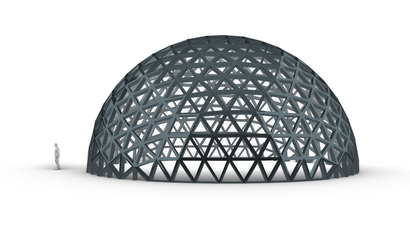 Geodesic Dome V3 Large with Frame and Panels and Entryway 3D model_12