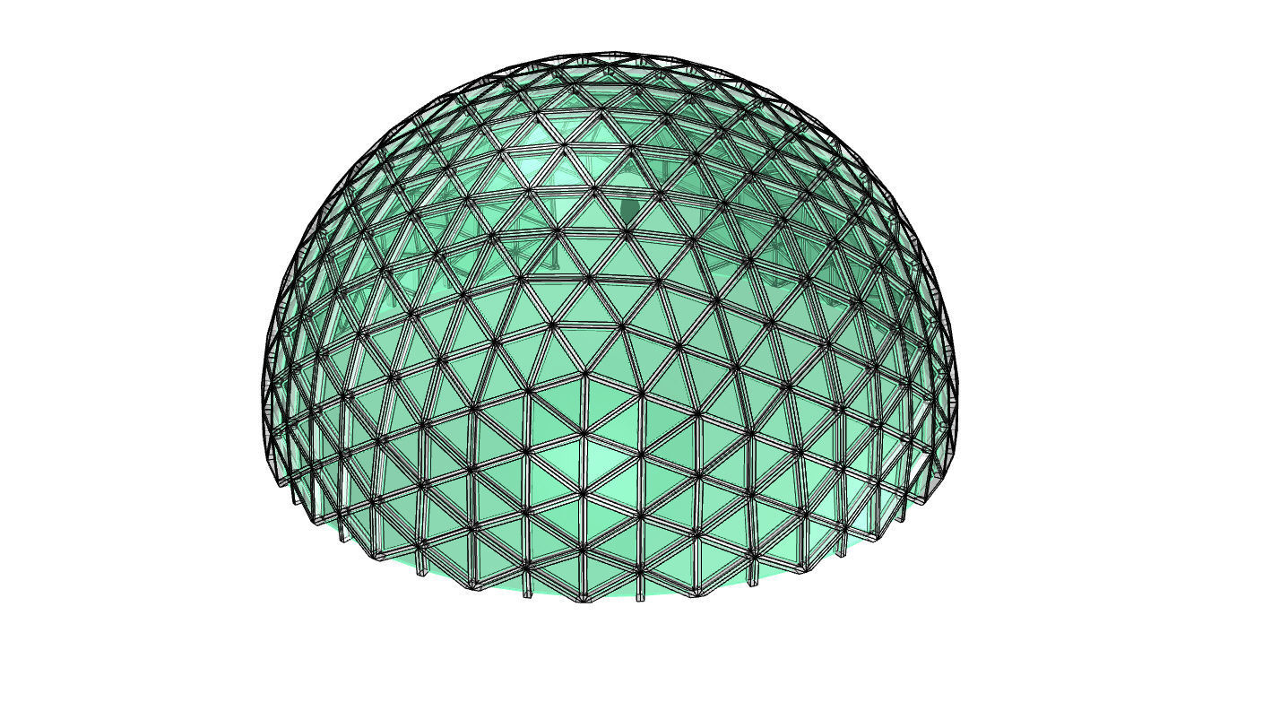Geodesic Dome V3 Large with Frame and Panels and Entryway 3D model_35