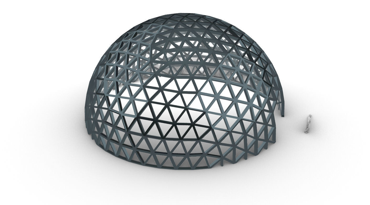 Geodesic Dome V3 Large with Frame and Panels and Entryway 3D model_57