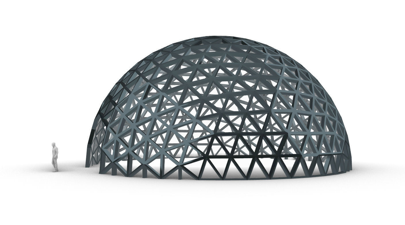 Geodesic Dome V3 Large with Frame and Panels and Entryway 3D model_8