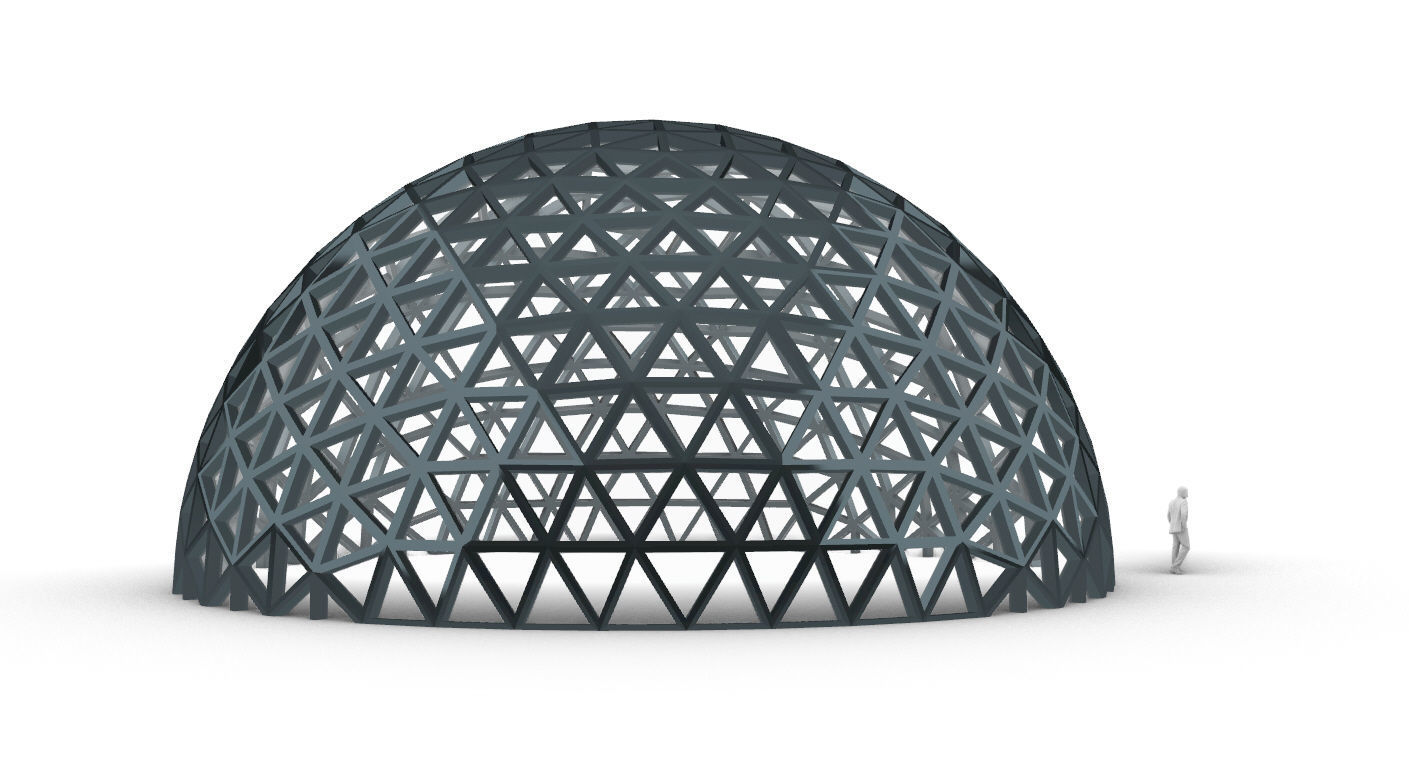Geodesic Dome V3 Large with Frame and Panels and Entryway 3D model_52
