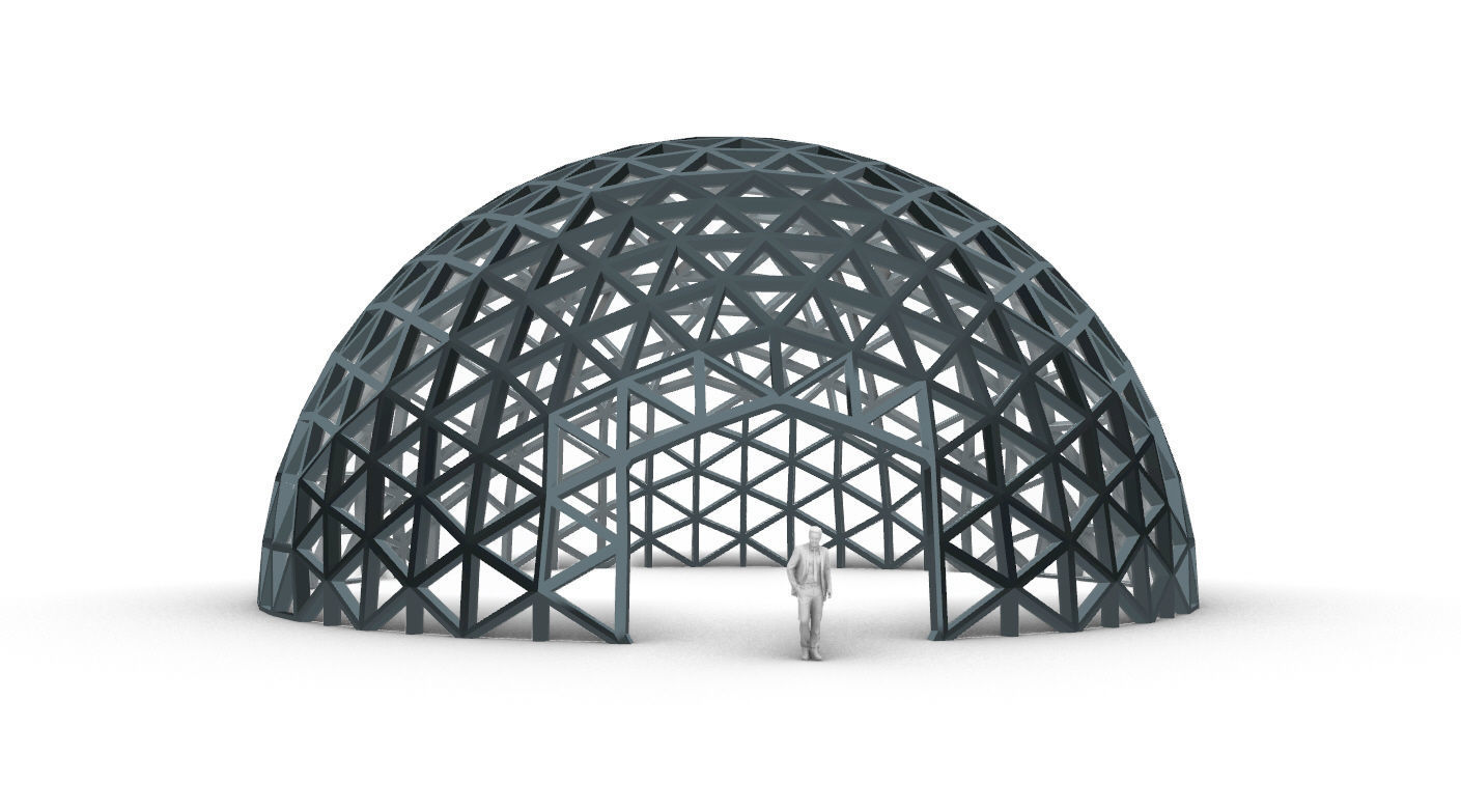 Geodesic Dome V3 Large with Frame and Panels and Entryway 3D model_72