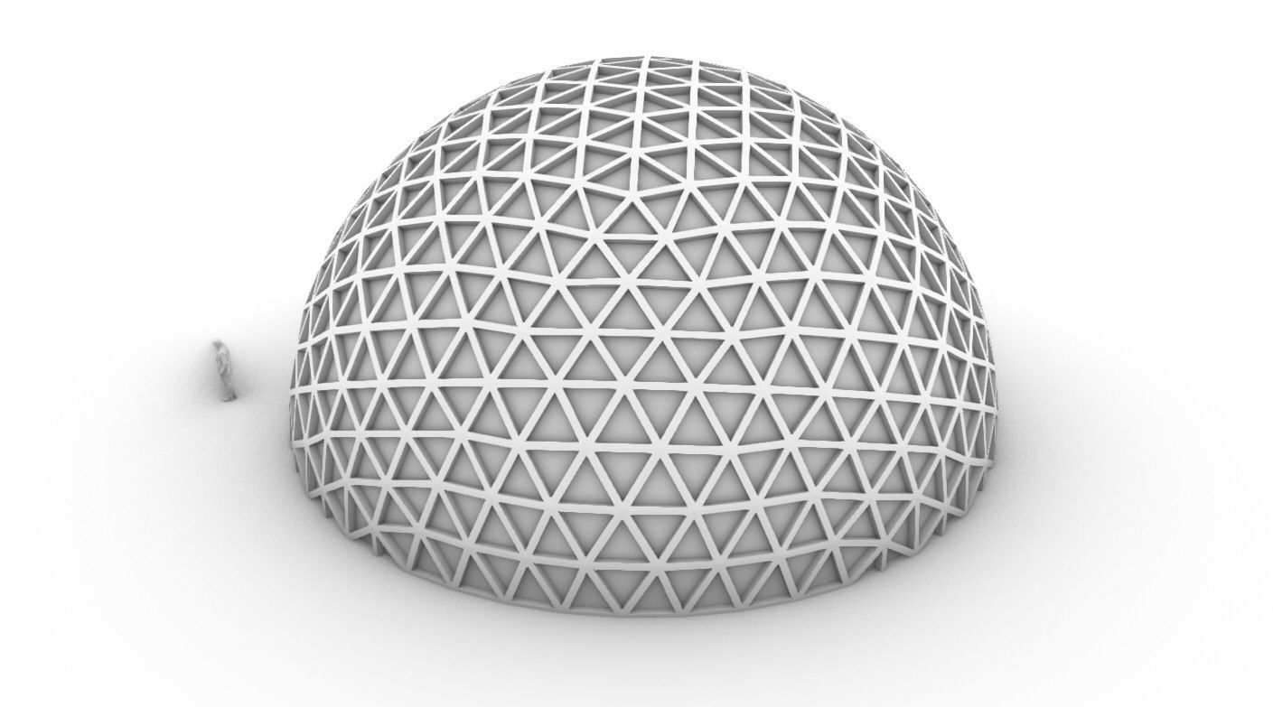 Geodesic Dome V3 Large with Frame and Panels and Entryway 3D model_14