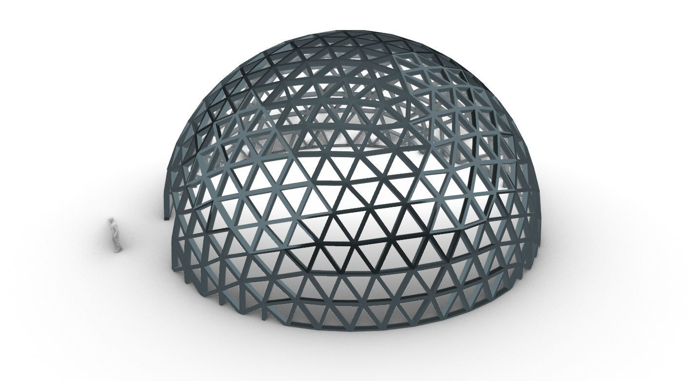 Geodesic Dome V3 Large with Frame and Panels and Entryway 3D model_9