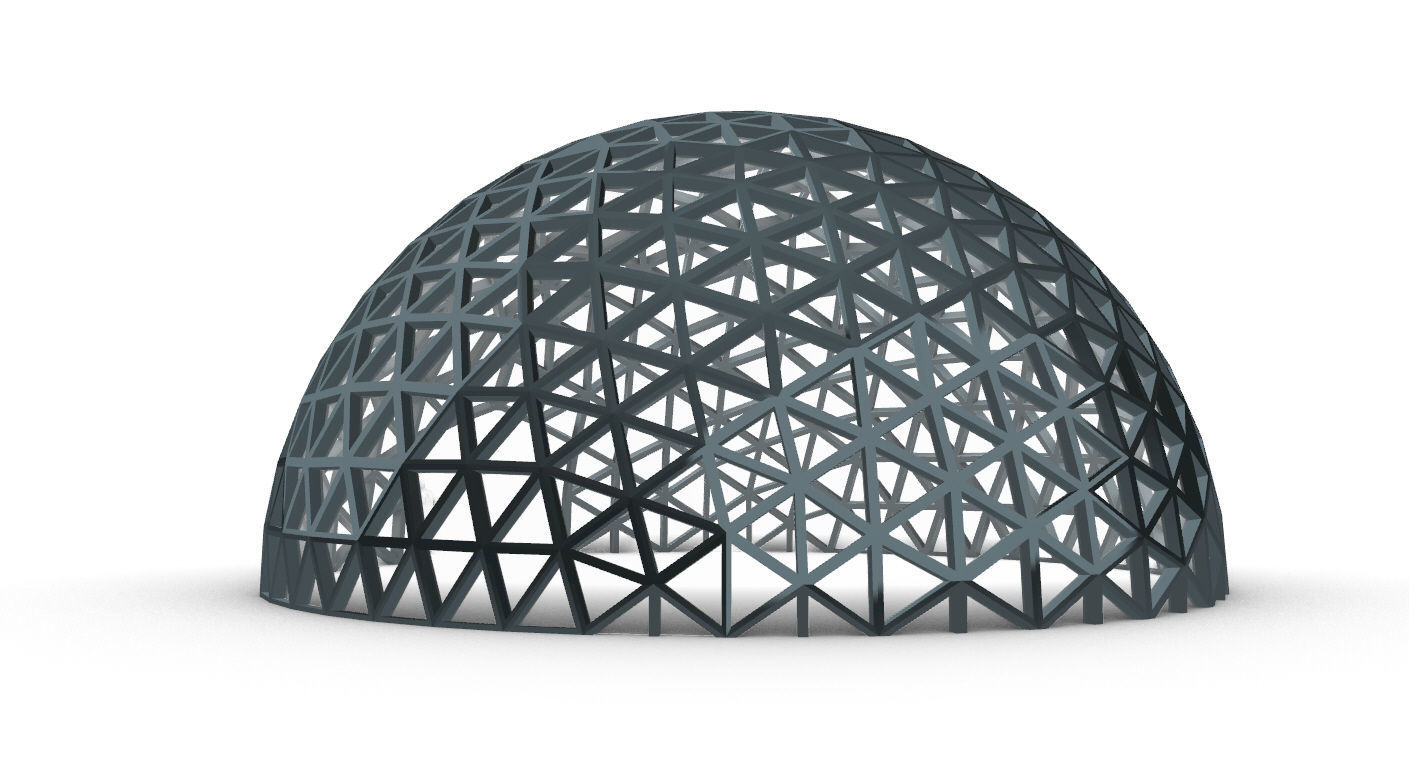 Geodesic Dome V3 Large with Frame and Panels and Entryway 3D model_24