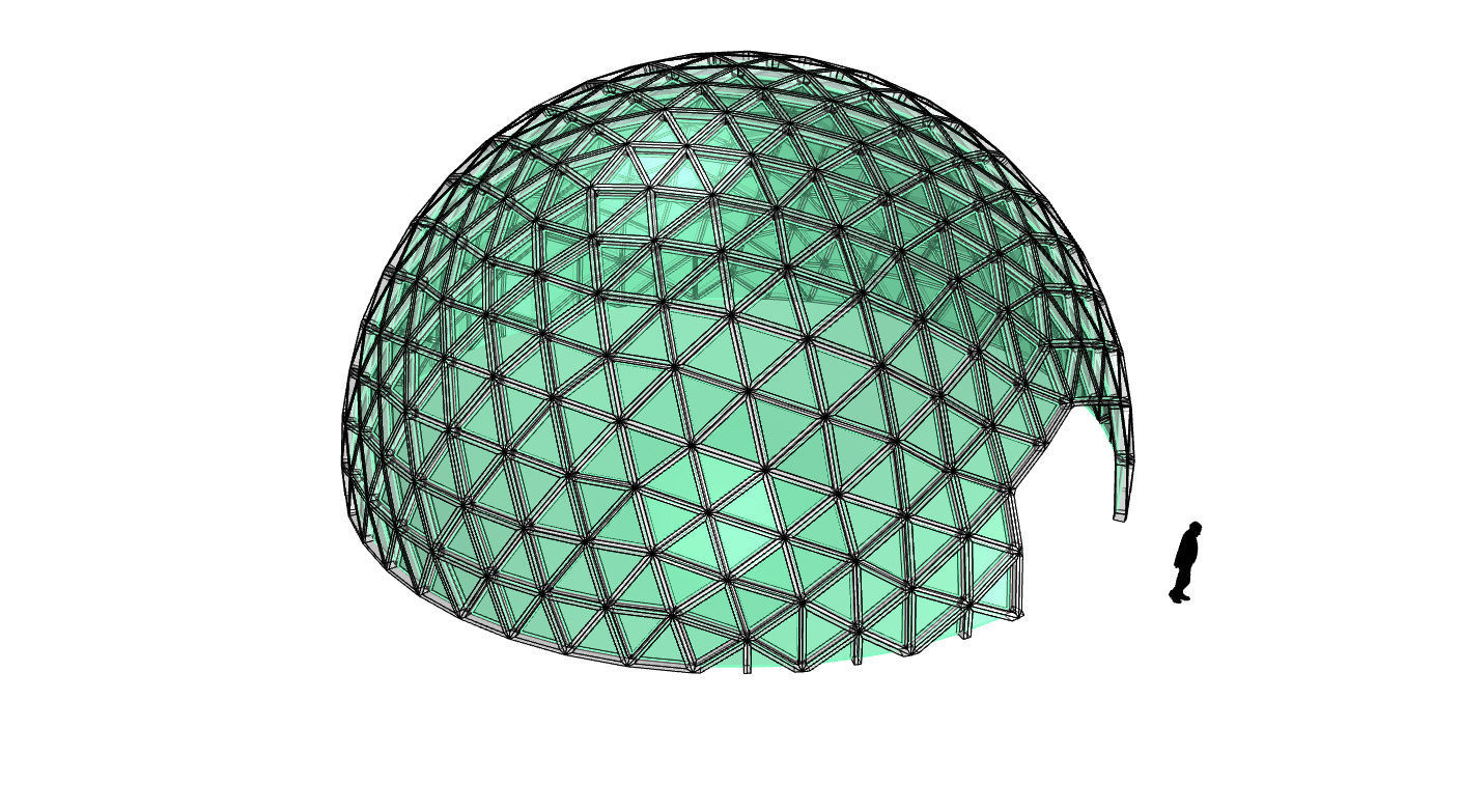 Geodesic Dome V3 Large with Frame and Panels and Entryway 3D model_63