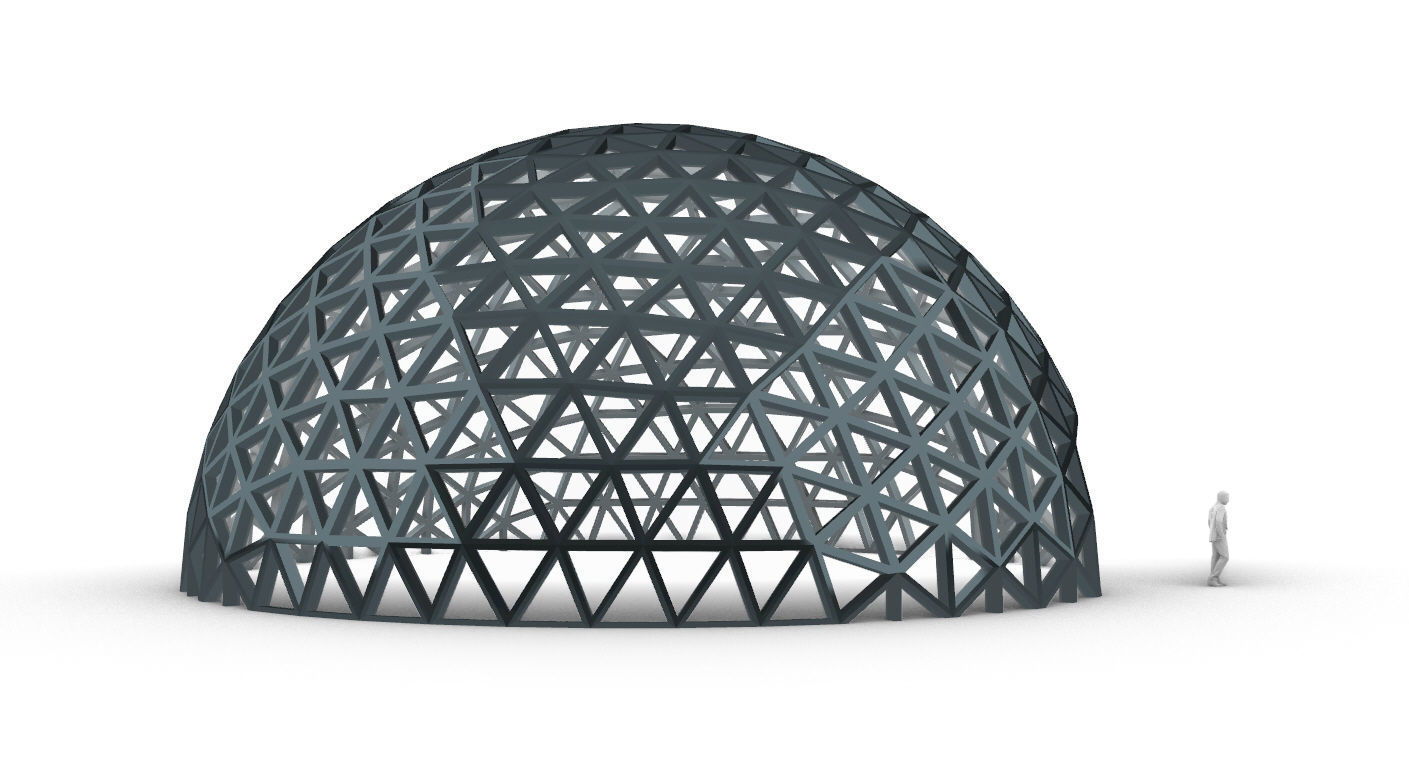 Geodesic Dome V3 Large with Frame and Panels and Entryway 3D model_56