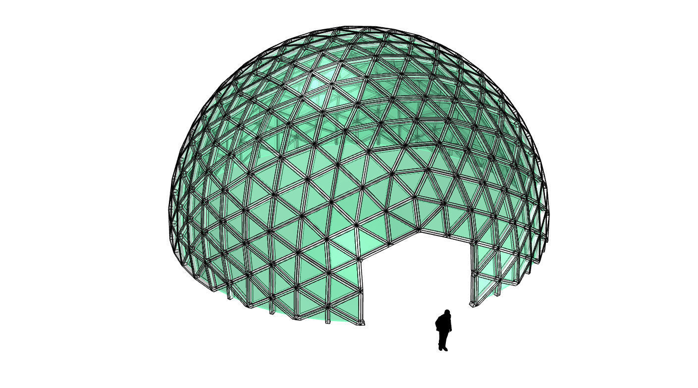 Geodesic Dome V3 Large with Frame and Panels and Entryway 3D model_71