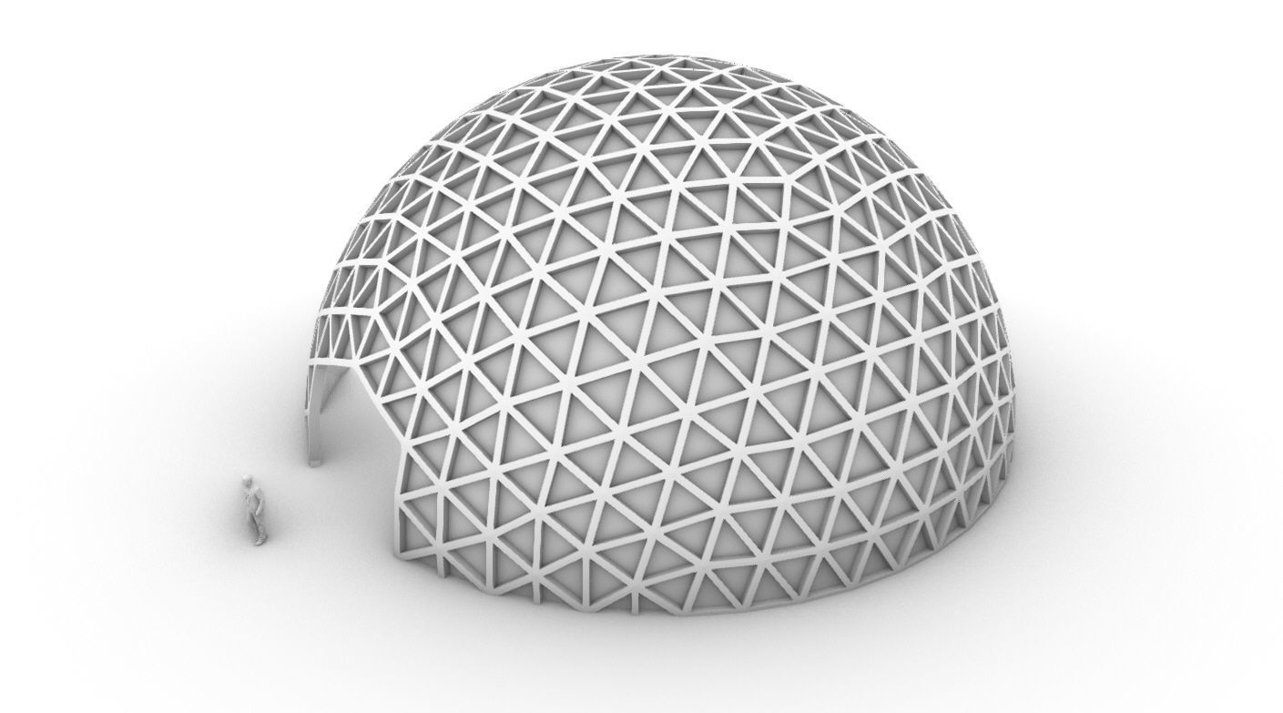 Geodesic Dome V3 Large with Frame and Panels and Entryway 3D model_6