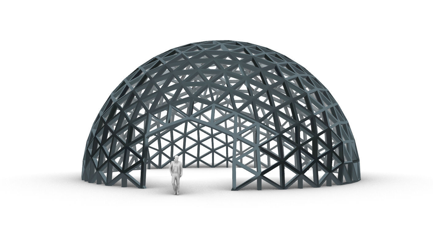 Geodesic Dome V3 Large with Frame and Panels and Entryway 3D model_76