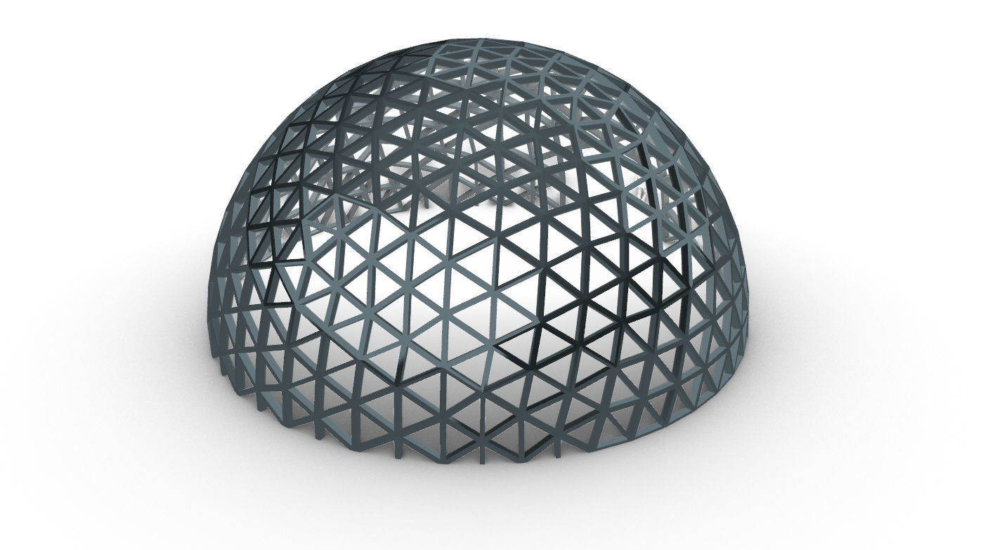Geodesic Dome V3 Large with Frame and Panels and Entryway 3D model_41
