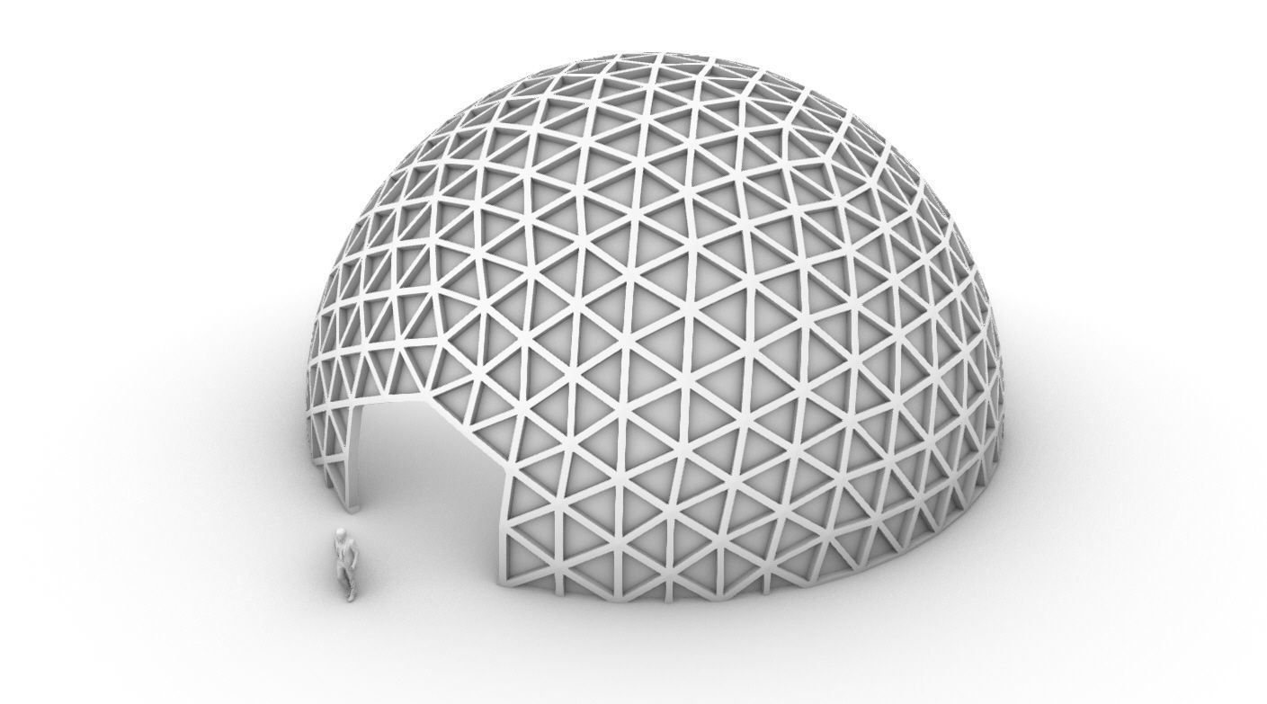 Geodesic Dome V3 Large with Frame and Panels and Entryway 3D model_2