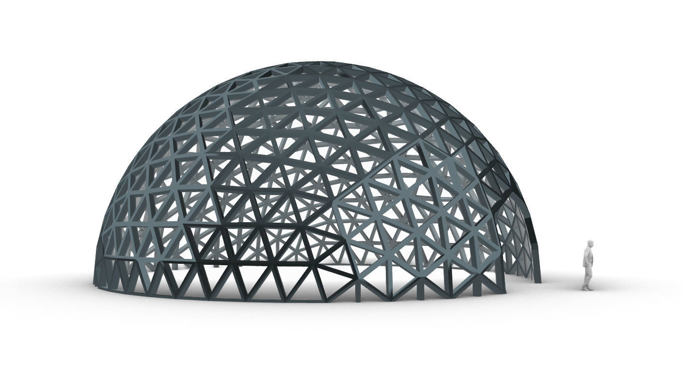 Geodesic Dome V3 Large with Frame and Panels and Entryway 3D model_60