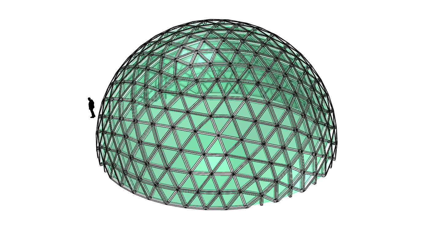 Geodesic Dome V3 Large with Frame and Panels and Entryway 3D model_19