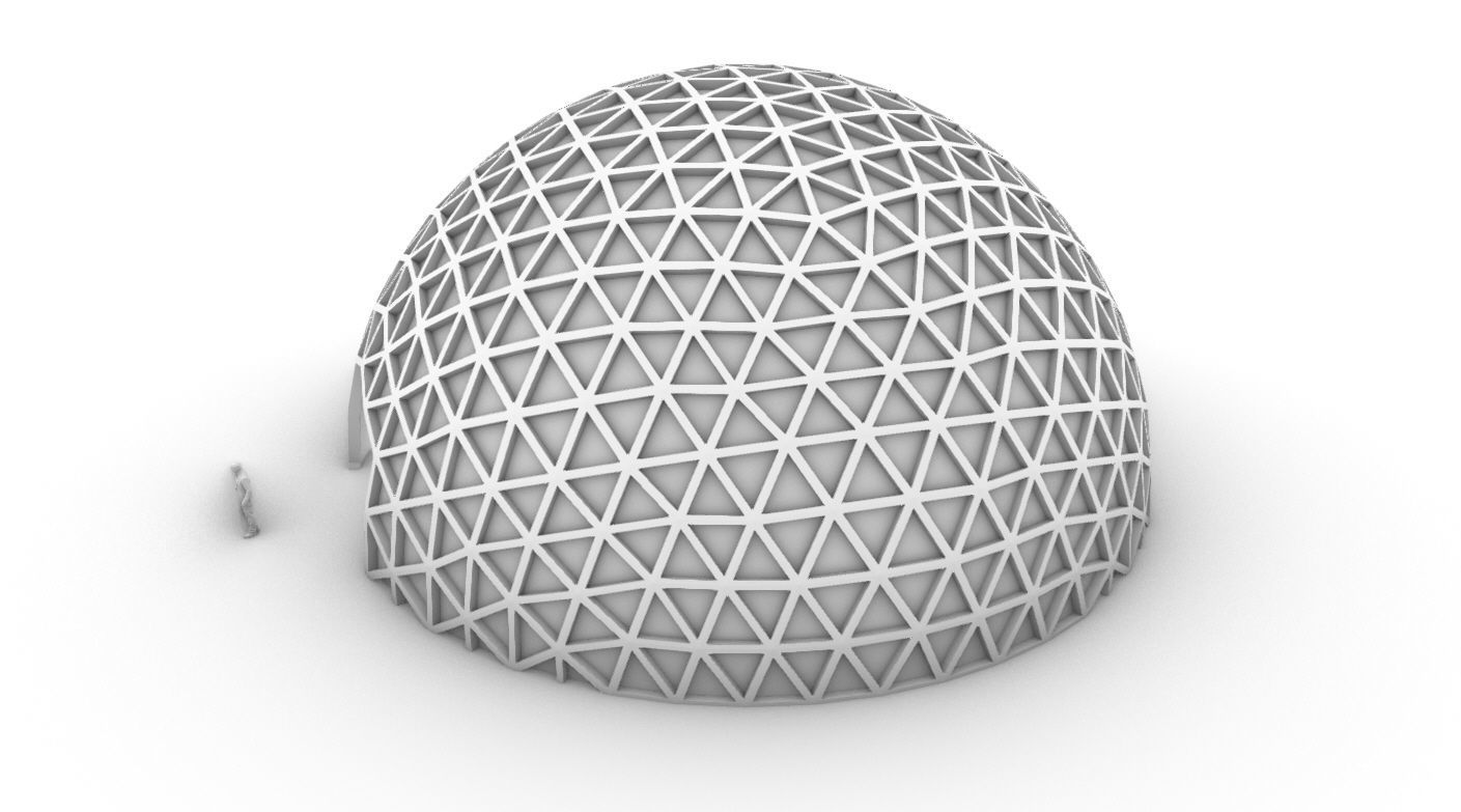 Geodesic Dome V3 Large with Frame and Panels and Entryway 3D model_10