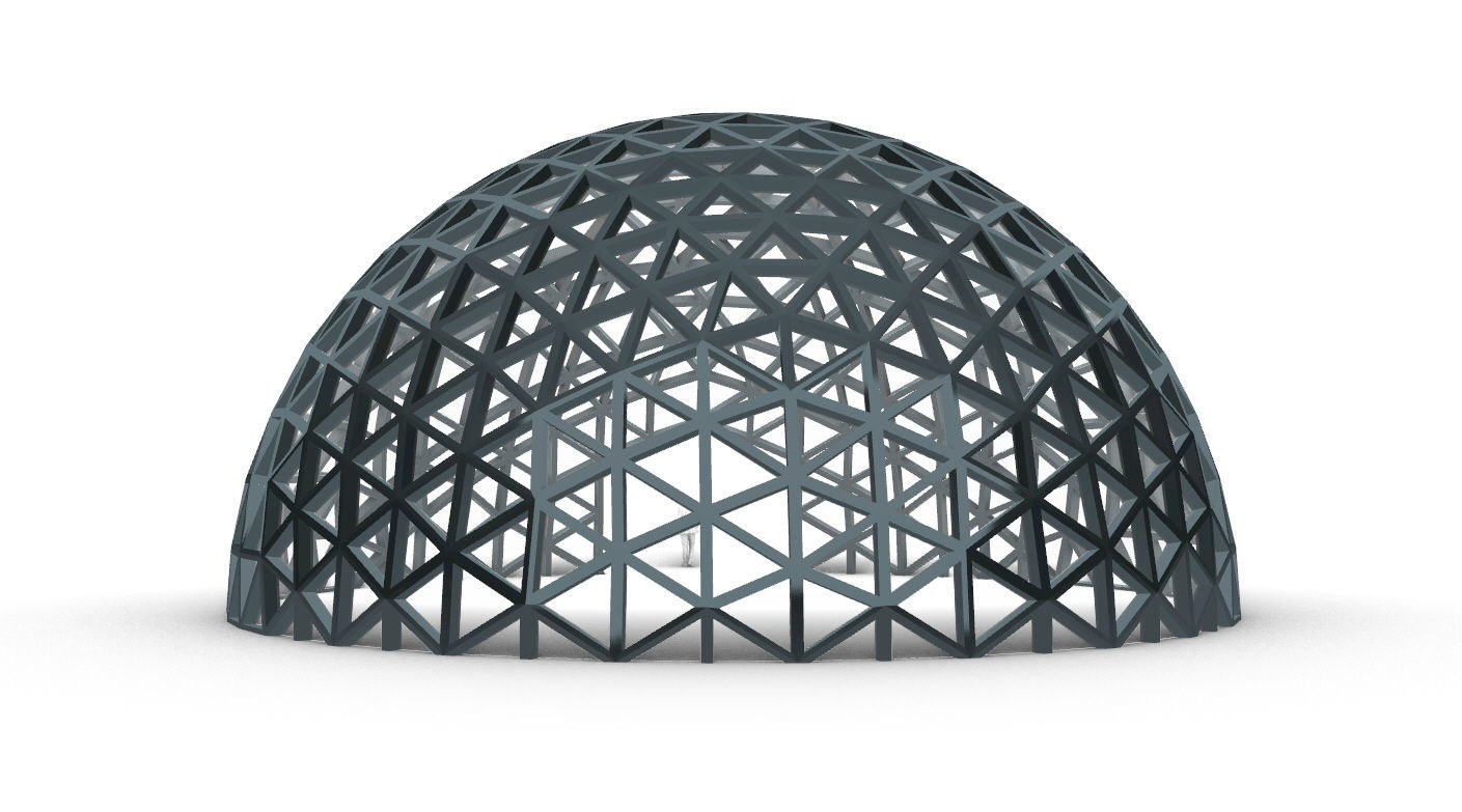 Geodesic Dome V3 Large with Frame and Panels and Entryway 3D model_32