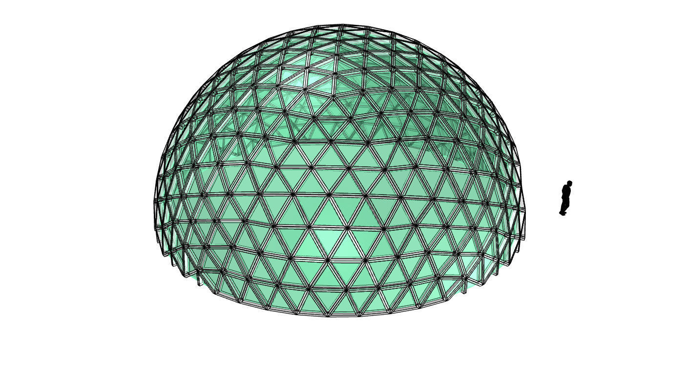 Geodesic Dome V3 Large with Frame and Panels and Entryway 3D model_55