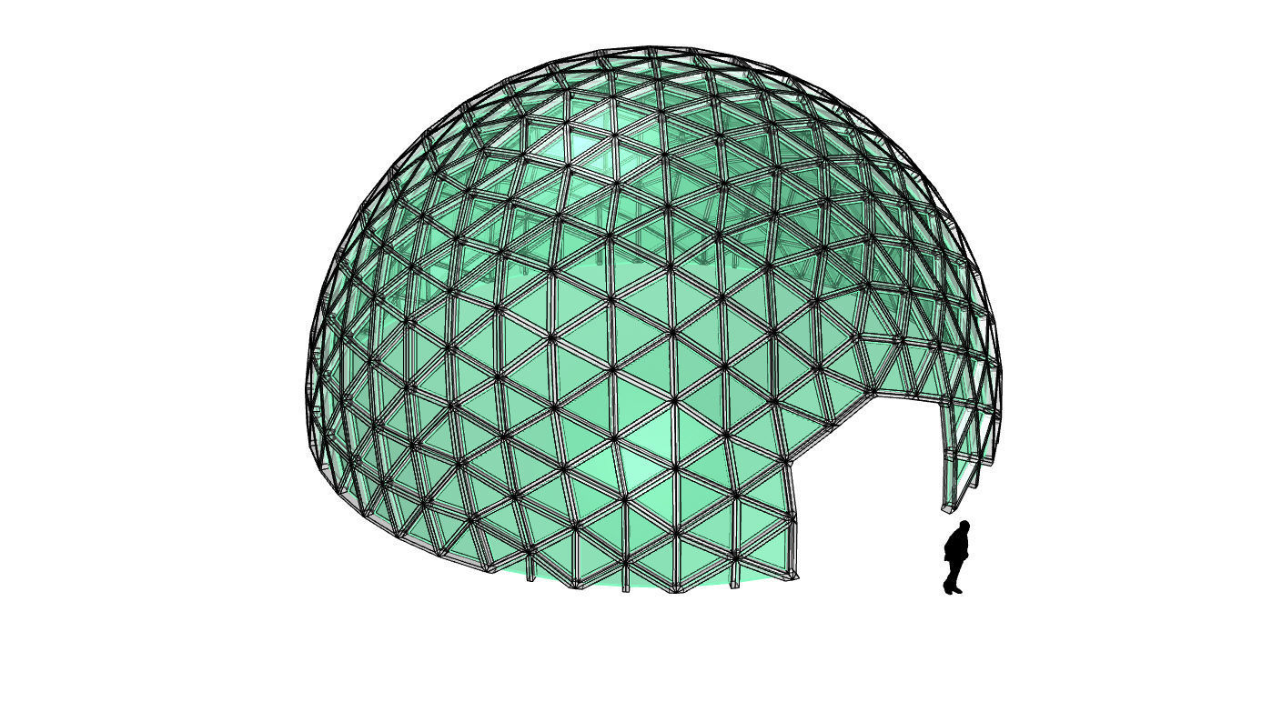 Geodesic Dome V3 Large with Frame and Panels and Entryway 3D model_67