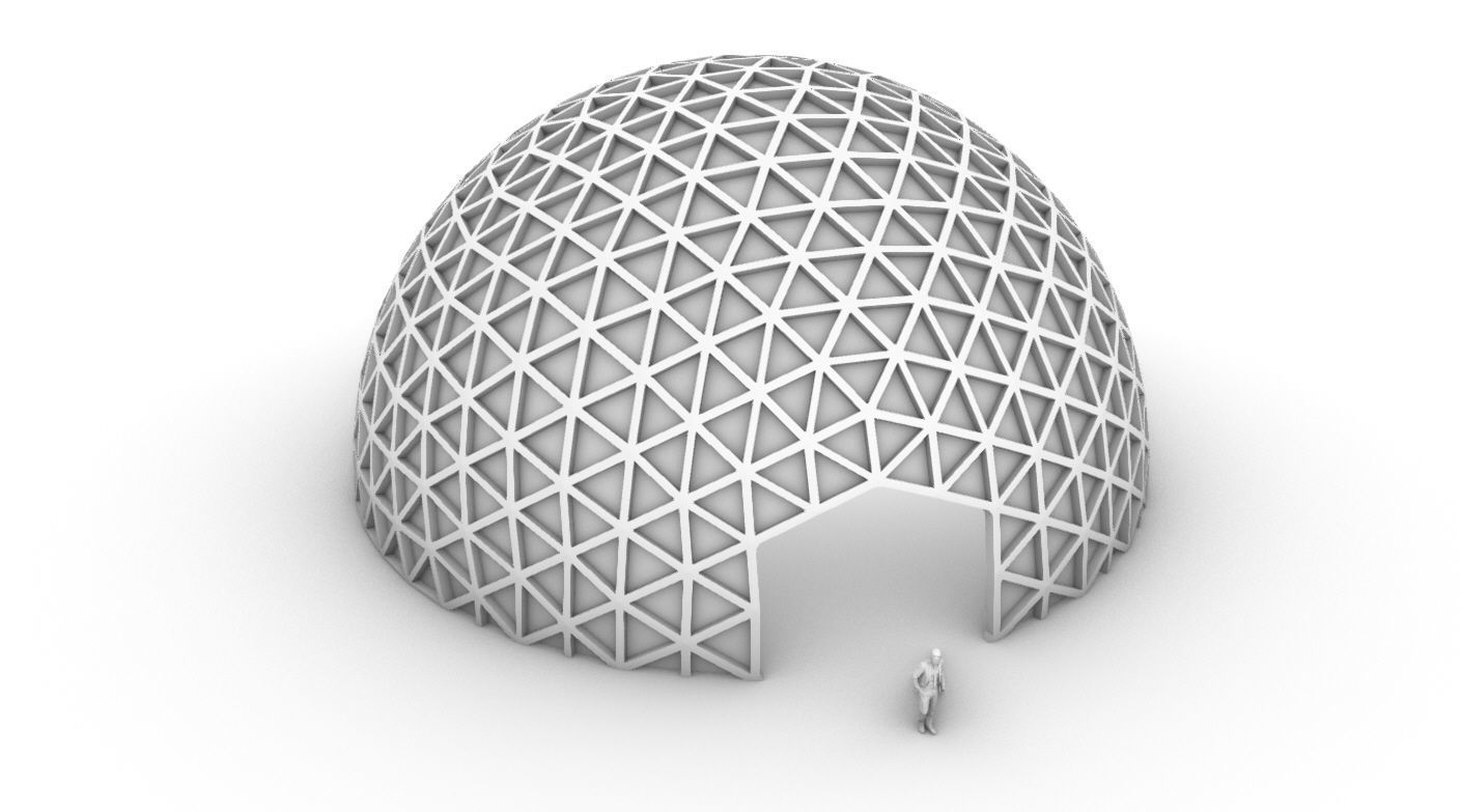 Geodesic Dome V3 Large with Frame and Panels and Entryway 3D model_70