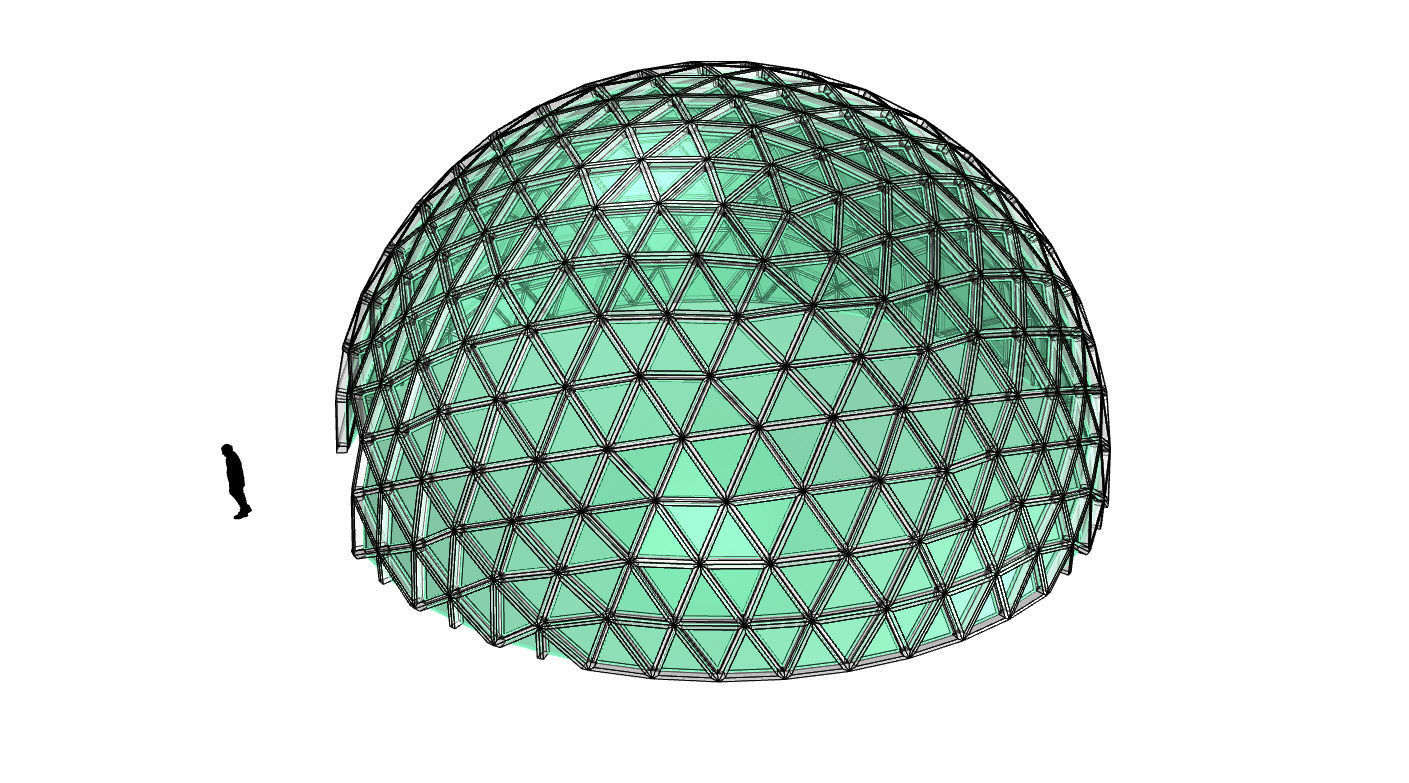 Geodesic Dome V3 Large with Frame and Panels and Entryway 3D model_11