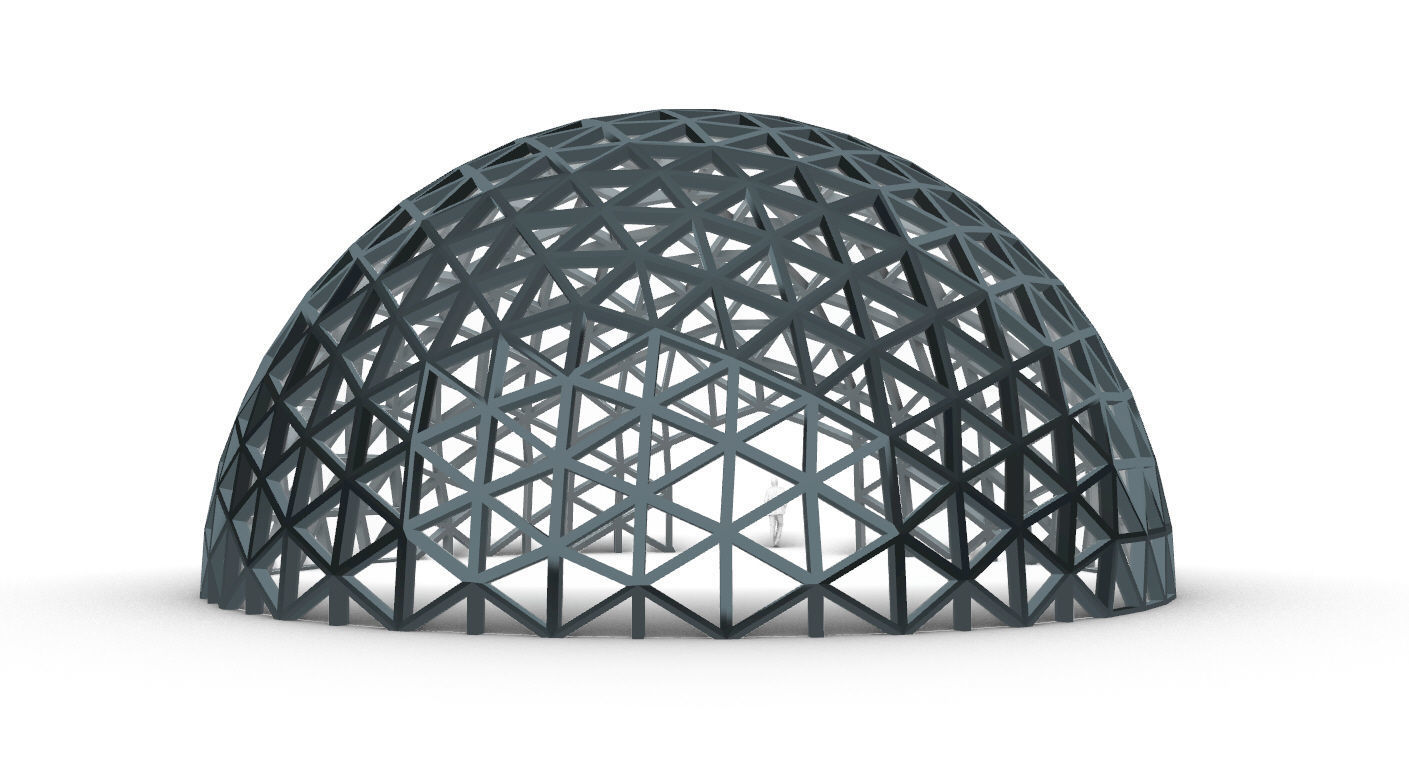Geodesic Dome V3 Large with Frame and Panels and Entryway 3D model_36