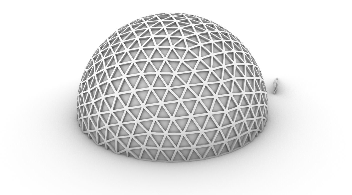 Geodesic Dome V3 Large with Frame and Panels and Entryway 3D model_50