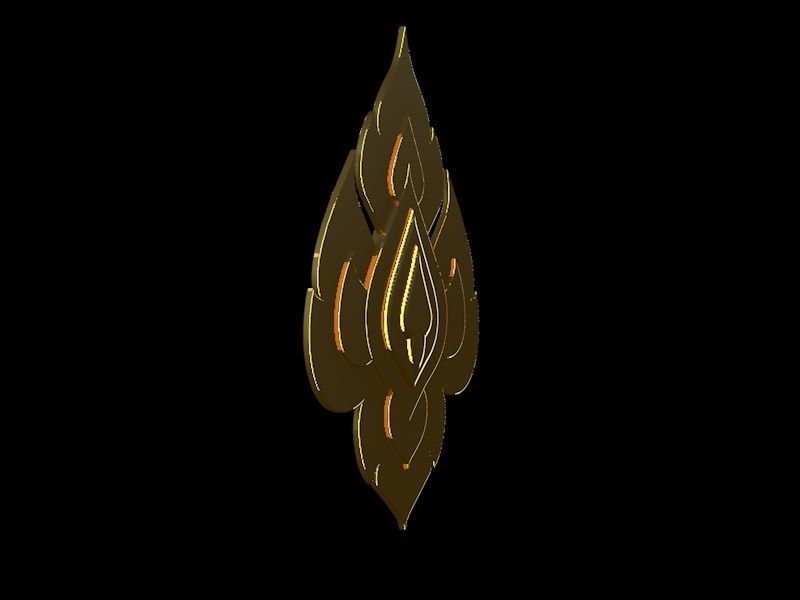 Thai decorate leaf 3D model_2