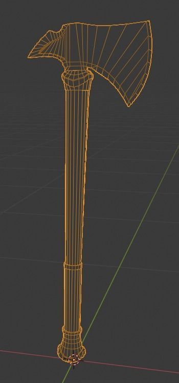 Medieval Axe Low-poly 3D model_9